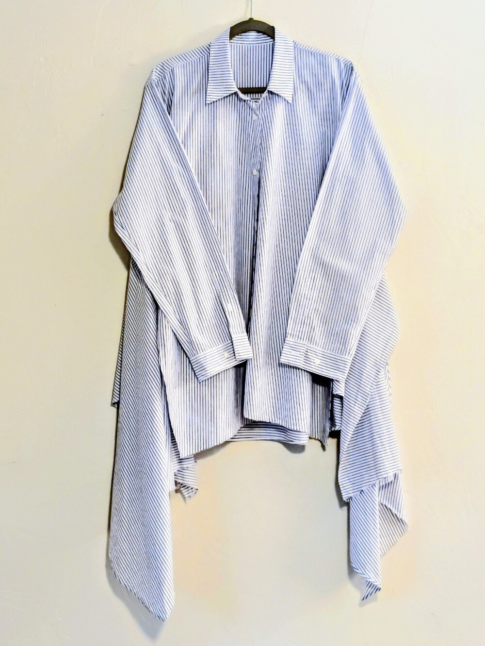 JNBY Oversized Striped Cotton Art to Wear Shirt Draped Panels XL